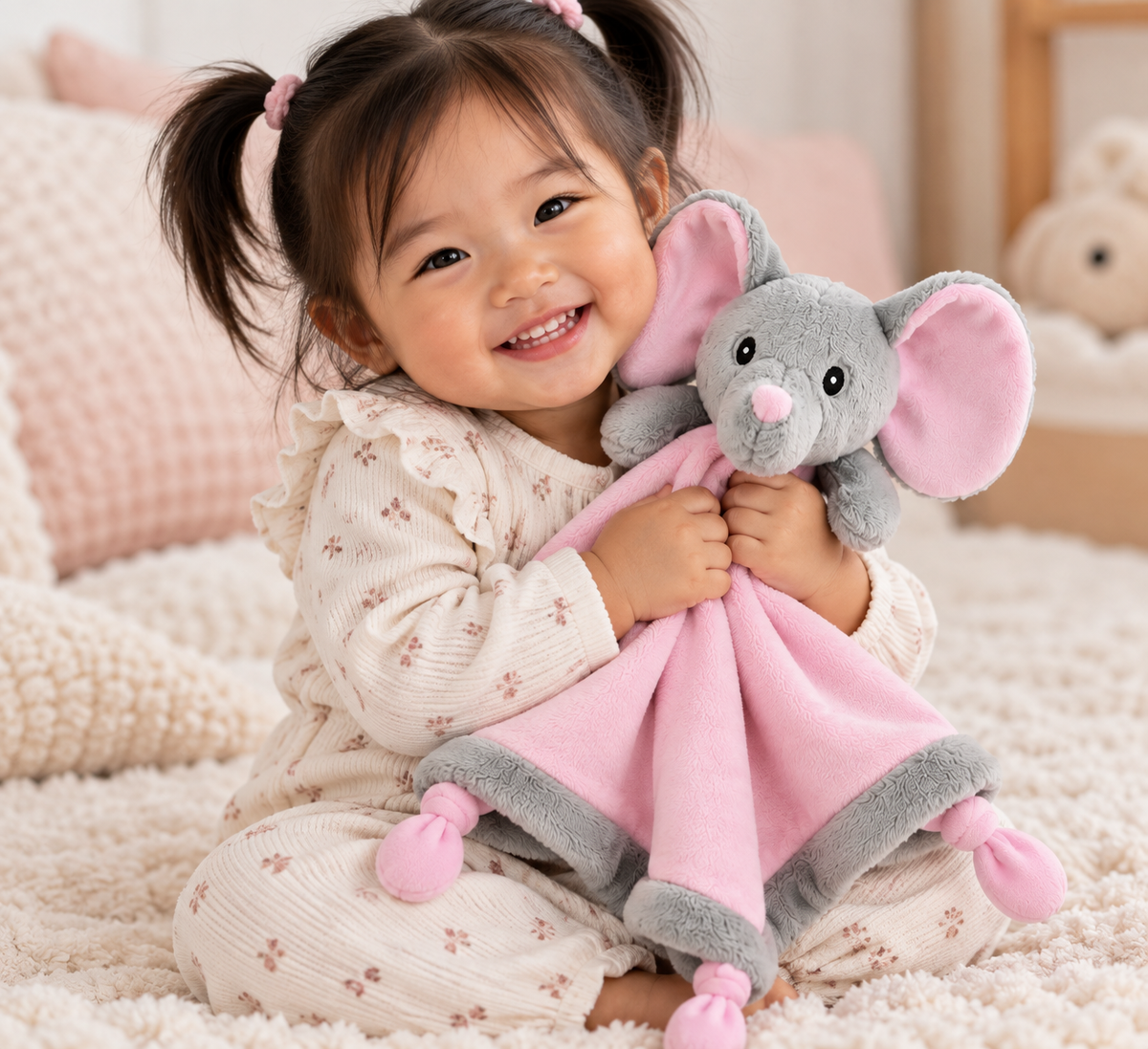 Knuffeldoek olifant, roze