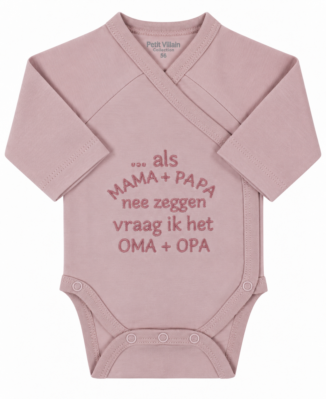 Baby overslagromper als mama + papa nee zeggen, oudroze