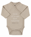 Baby overslagromper geluk klein rompertje, zand