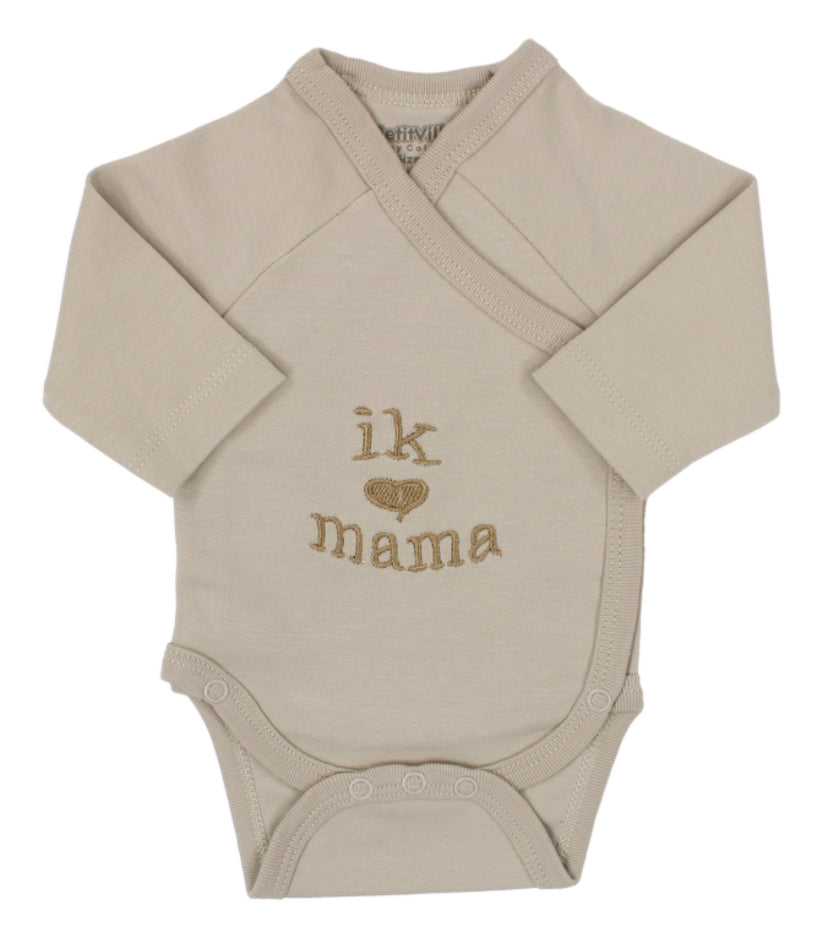 Baby overslagromper ik hou van mama, zand