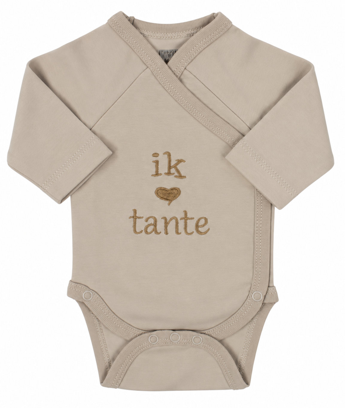 Baby overslagromper ik hou van tante, zand