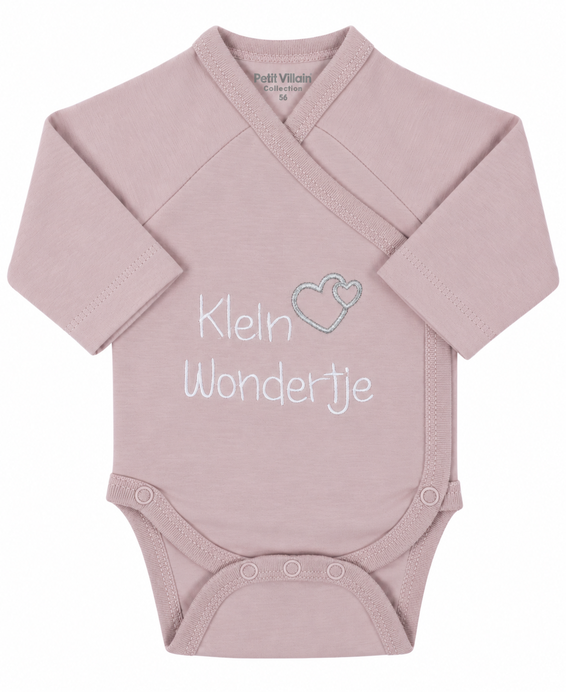 Baby overslagromper klein wondertje , oudroze