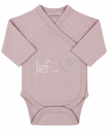 Baby overslagromper lief, oudroze