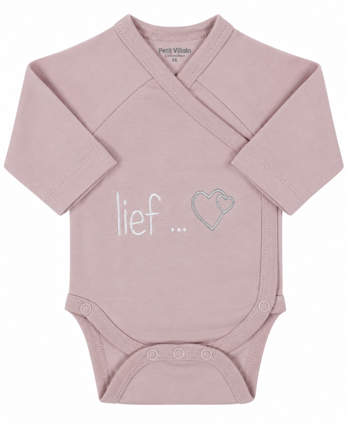 Baby overslagromper lief, oudroze